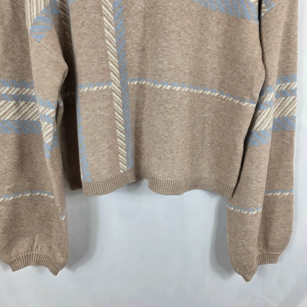 Laundry by Shelli Segal Beige Jacquard Plaid Sweater Women's Size Medium - Picture 7 of 15